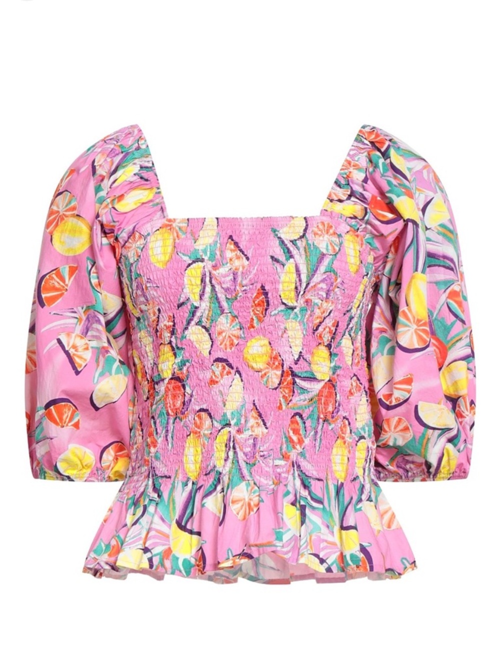 Scotch & Soda Pink Fruity Ruched Flutter Sleeve Top